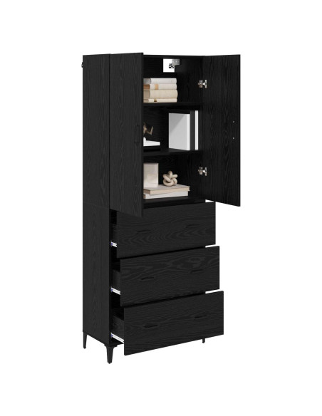 Credenza Rovere Nero 69,5 x 34 x 180 cm Legno multistrato