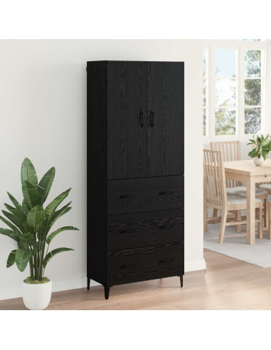 Credenza Rovere Nero 69,5 x 34 x 180 cm Legno multistrato