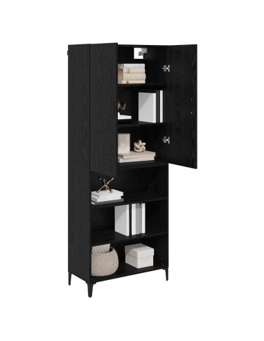 Credenza Rovere Nero 69,5 x 34 x 180 cm Legno multistrato