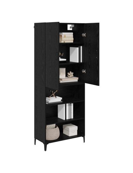 Credenza Rovere Nero 69,5 x 34 x 180 cm Legno multistrato