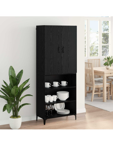 Credenza Rovere Nero 69,5 x 34 x 180 cm Legno multistrato