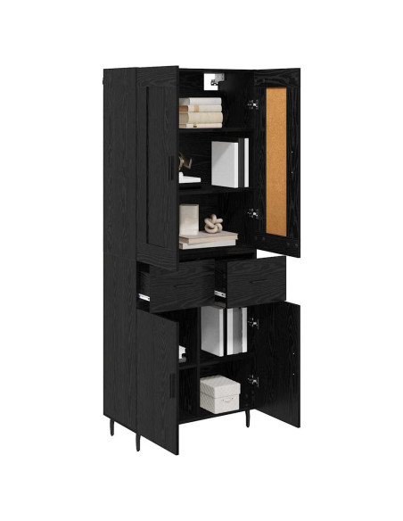 Credenza con cassetto 2 pcs Rovere Nero Legno multistrato