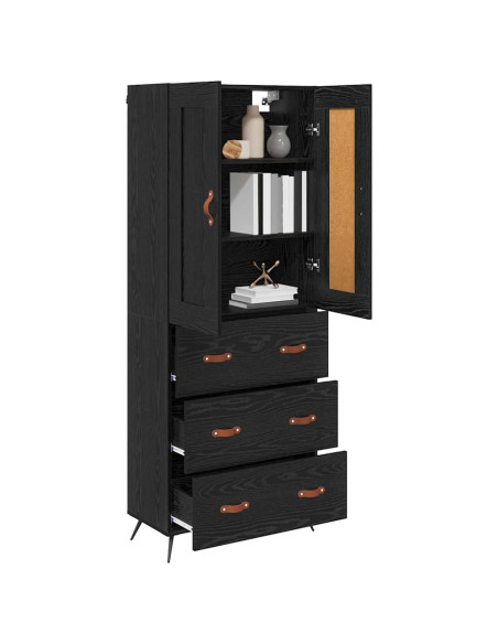 Credenza Rovere Nero 69,5 x 34 x 180 cm Legno multistrato