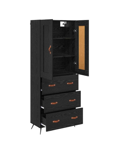 Credenza Rovere Nero 69,5 x 34 x 180 cm Legno multistrato