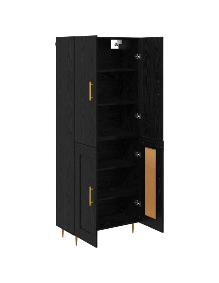 Credenza Rovere Nero 69,5 x 34 x 180 cm Legno multistrato