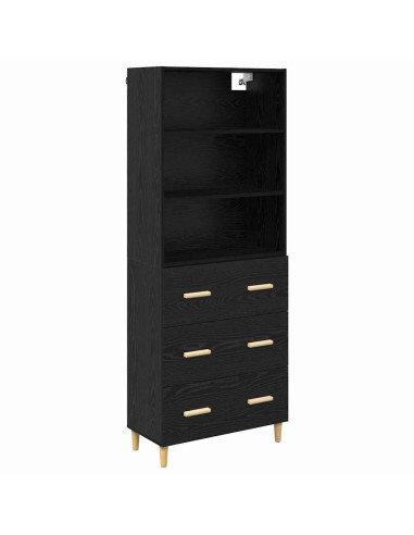 Credenza Rovere Nero 69,5 x 32,5 x 180 cm Legno multistrato