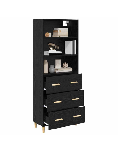 Credenza Rovere Nero 69,5 x 32,5 x 180 cm Legno multistrato