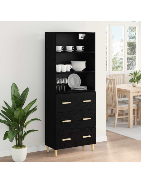 Credenza Rovere Nero 69,5 x 32,5 x 180 cm Legno multistrato