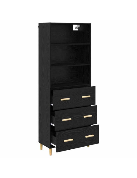 Credenza Rovere Nero 69,5 x 32,5 x 180 cm Legno multistrato