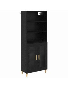 Credenza Rovere Nero 69,5 x 32,5 x 180 cm Legno multistrato 2