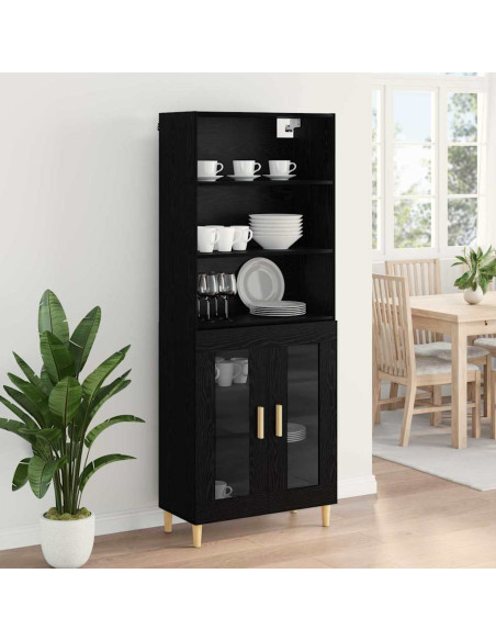 Credenza Rovere Nero 69,5 x 32,5 x 180 cm Legno multistrato