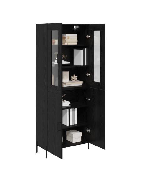 Credenza Rovere Nero 69,5 x 34 x 180 cm Legno multistrato