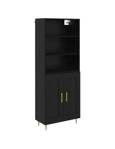 Credenza Rovere Nero 69,5 x 34 x 180 cm Legno multistrato 2