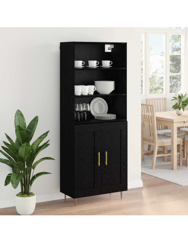 Credenza Rovere Nero 69,5 x 34 x 180 cm Legno multistrato