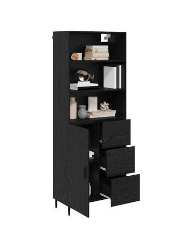 Credenza con cassetto Rovere Nero 69,5 x 34 x 180 cm