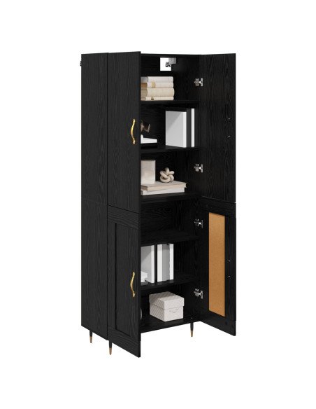 Credenza Rovere Nero 69,5 x 34 x 180 cm Legno multistrato