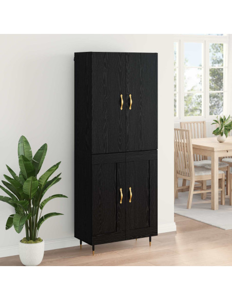 Credenza Rovere Nero 69,5 x 34 x 180 cm Legno multistrato