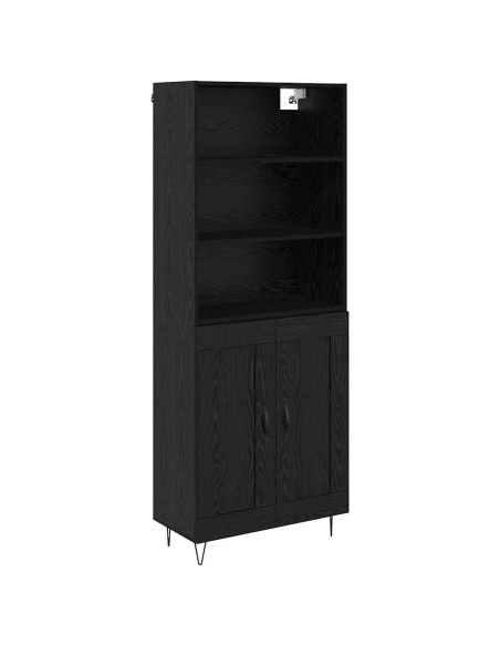 Credenza con cassetto 2 pcs Rovere Nero Legno multistrato