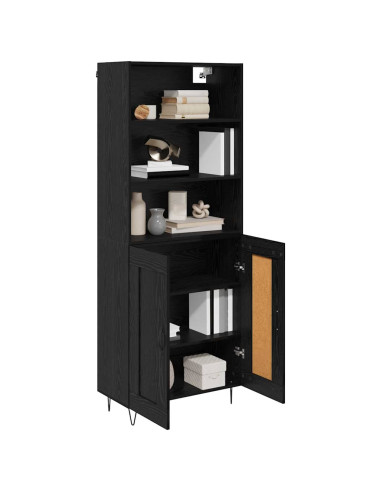 Credenza con cassetto 2 pcs Rovere Nero Legno multistrato