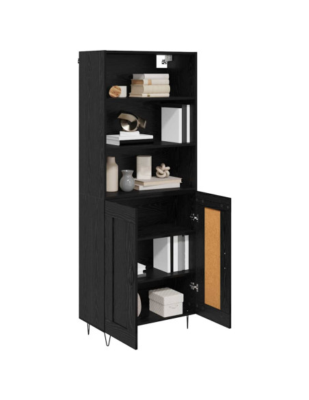 Credenza con cassetto 2 pcs Rovere Nero Legno multistrato