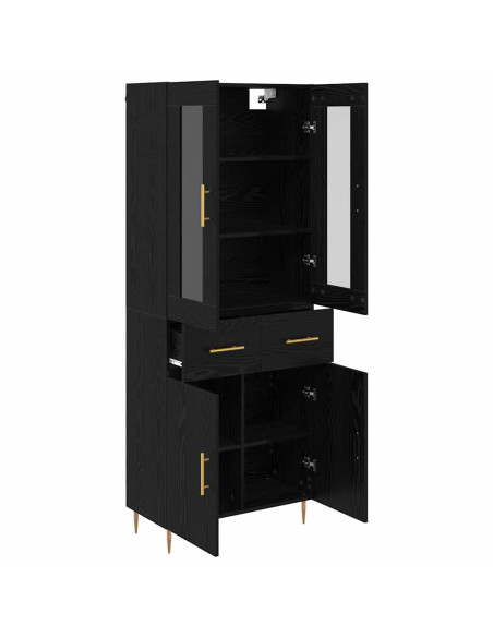 Credenza con cassetto 2 pcs Rovere Nero Legno multistrato