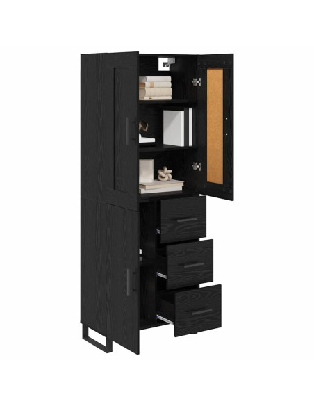 Credenza Rovere Nero 69,5 x 34 x 180 cm Legno multistrato