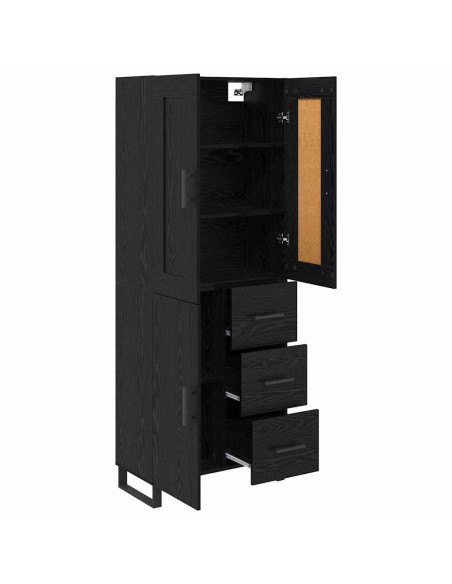 Credenza Rovere Nero 69,5 x 34 x 180 cm Legno multistrato