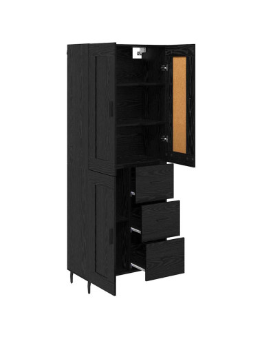 Credenza con cassetto 2 pcs Rovere Nero Legno multistrato