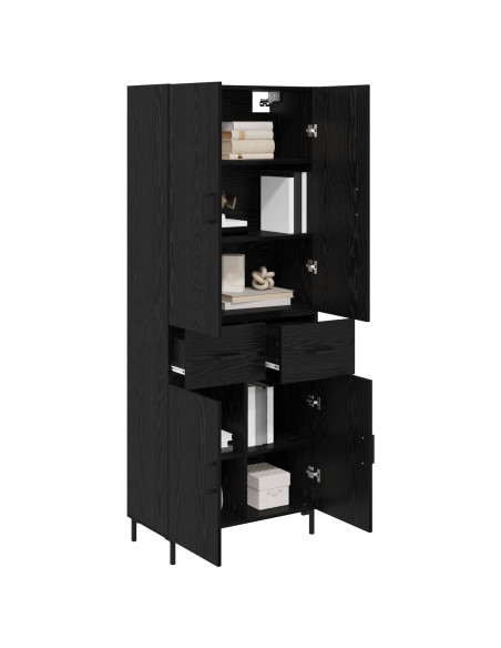 Credenza Rovere Nero 69,5 x 34 x 180 cm Legno multistrato