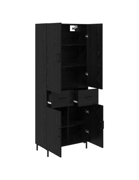 Credenza Rovere Nero 69,5 x 34 x 180 cm Legno multistrato