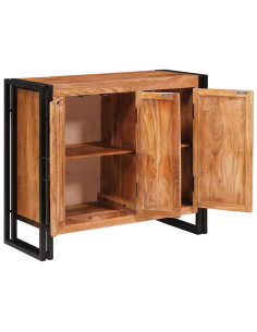 Credenza con porte Marrone Legno massello di acacia e metallo 2
