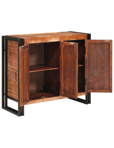 Credenza con porte Marrone Legno Recuperato Massello e Metallo