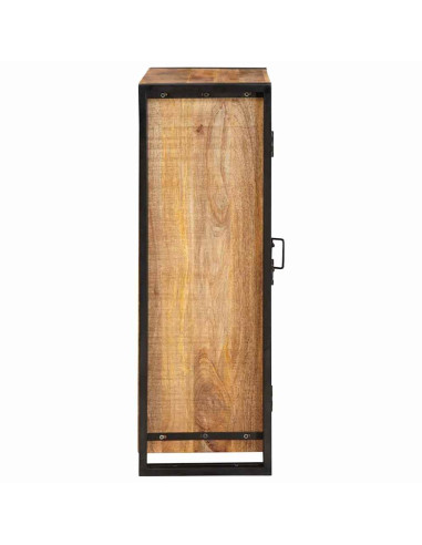 Highboard con Ante Legno di Mango Massello Grezzo e Metallo