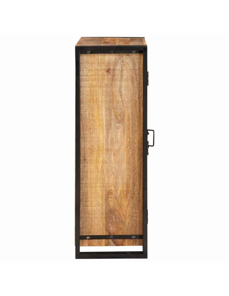 Highboard con Ante Legno di Mango Massello Grezzo e Metallo