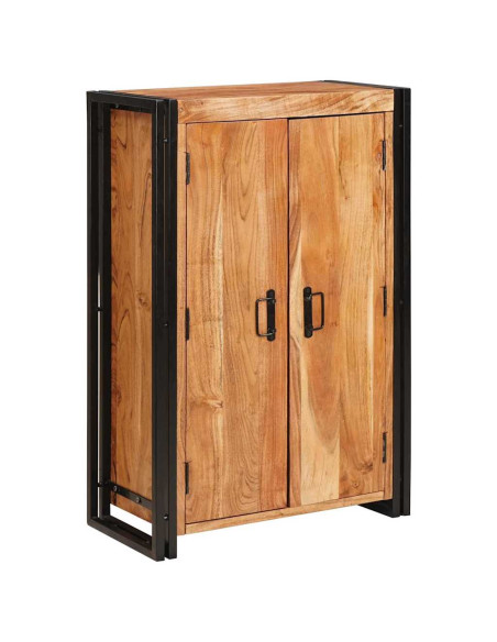 Highboard con Ante Marrone Legno massello di acacia e metallo