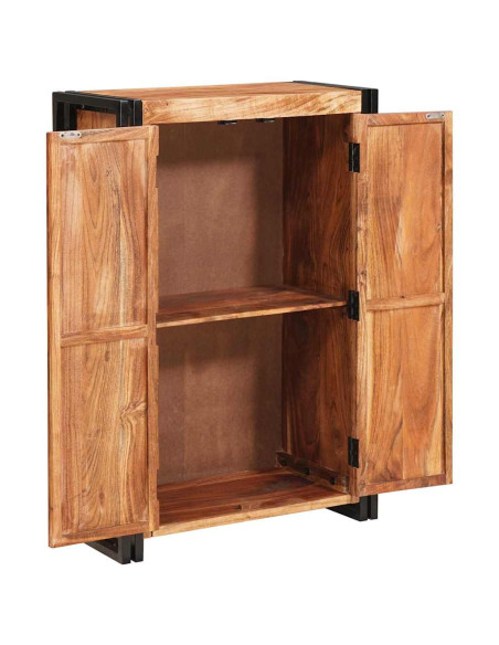 Highboard con Ante Marrone Legno massello di acacia e metallo