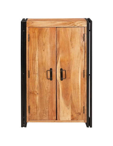 Highboard con Ante Marrone Legno massello di acacia e metallo