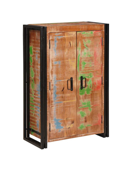 Highboard con Ante Marrone Legno Recuperato Massello e Metallo