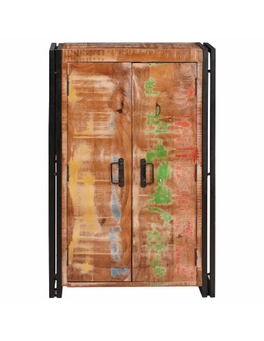 Highboard con Ante Marrone Legno Recuperato Massello e Metallo