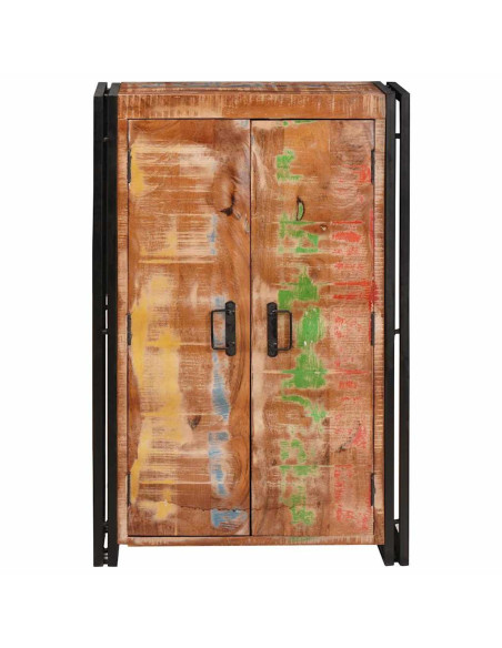 Highboard con Ante Marrone Legno Recuperato Massello e Metallo