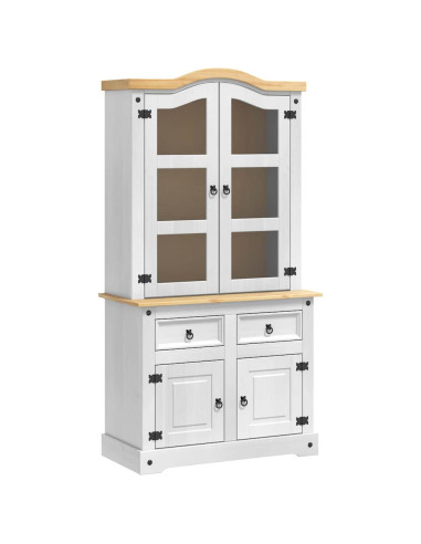 Credenza con cassetto Bianco 100 x 48,5 x 179 cm Pino massello