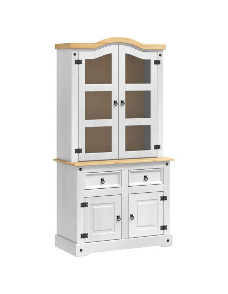 Credenza con cassetto Bianco 100 x 48,5 x 179 cm Pino massello