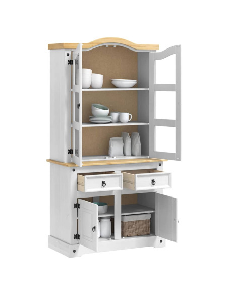 Credenza con cassetto Bianco 100 x 48,5 x 179 cm Pino massello