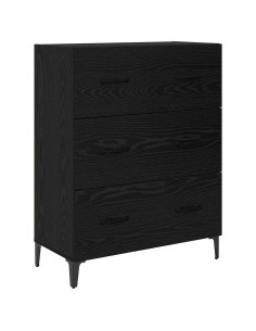 Credenza con cassetto Rovere Nero 69,5 x 34 x 90 cm 2