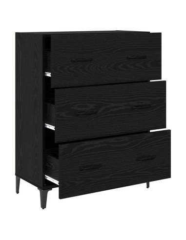Credenza con cassetto Rovere Nero 69,5 x 34 x 90 cm