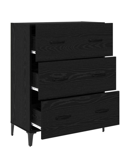 Credenza con cassetto Rovere Nero 69,5 x 34 x 90 cm
