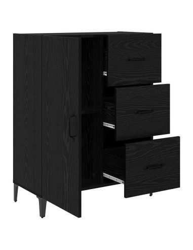 Credenza Rovere Nero 69,5 x 34 x 90 cm Legno multistrato