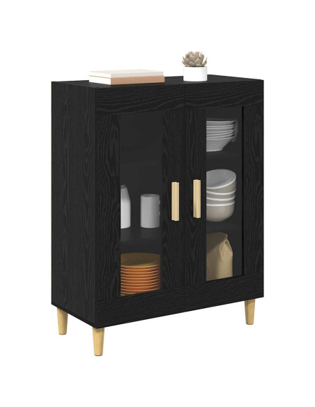 Credenza Rovere Nero 69,5 x 34 x 90 cm Legno multistrato