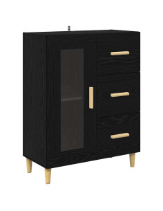 Credenza Rovere Nero 69,5 x 34 x 90 cm Legno multistrato 2