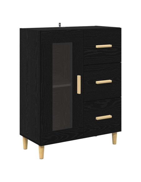 Credenza Rovere Nero 69,5 x 34 x 90 cm Legno multistrato